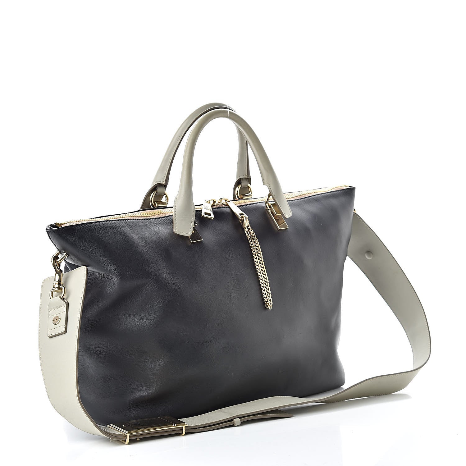 Chloe Smooth Calfskin Large Baylee Tote Black Grey 3 of 19