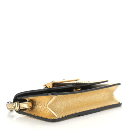 Burberry Metallic Soft Grain Calfskin Mini Phone Buckle Bag Gold 4 of 11