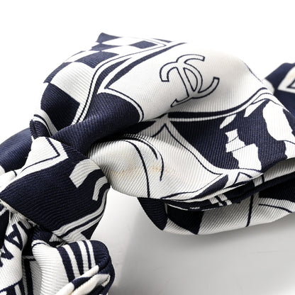 Chanel Silk Logo Hair Tie Navy Blue White 6 of 7