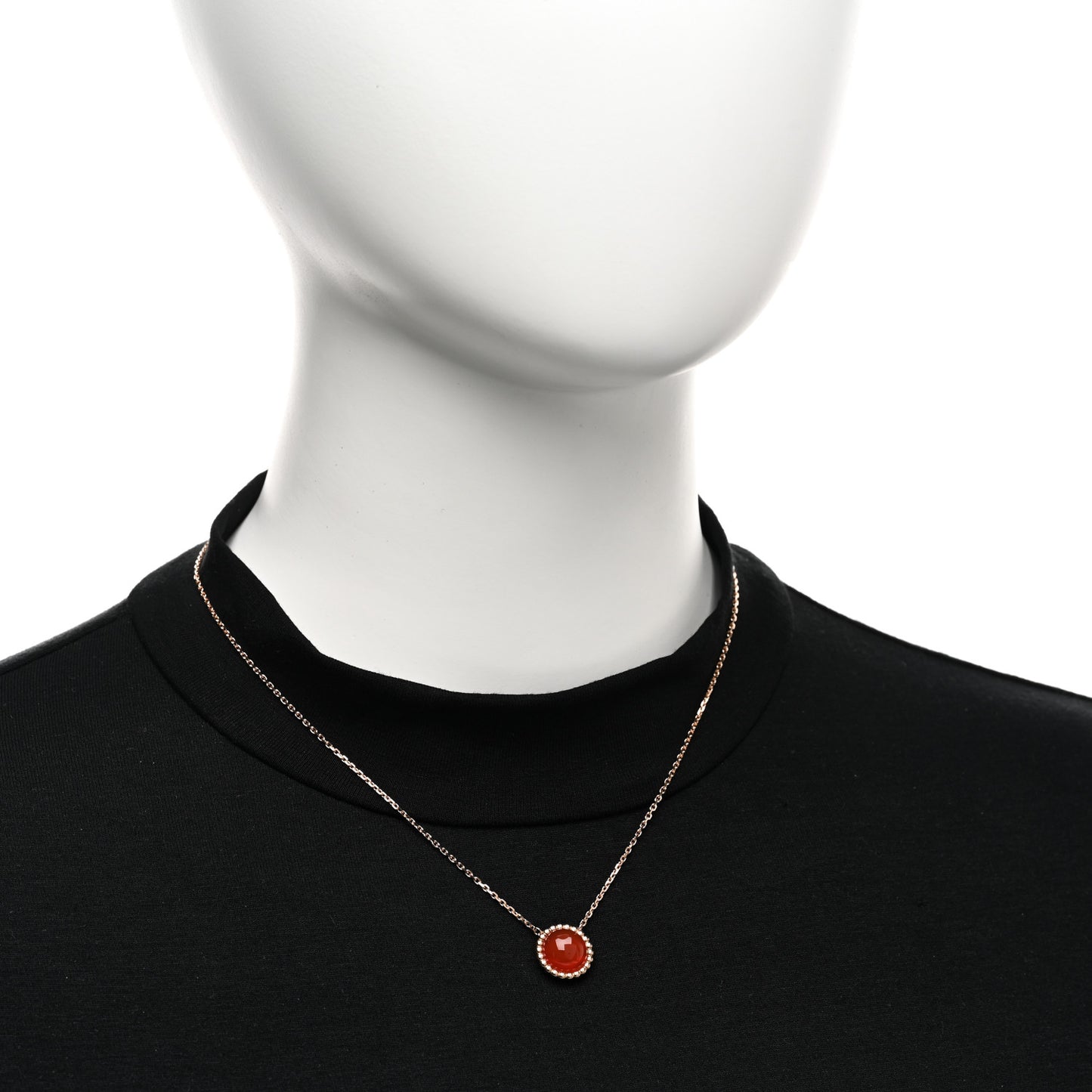 18K Rose Gold Carnelian Perlee Couleurs Pendant Necklace