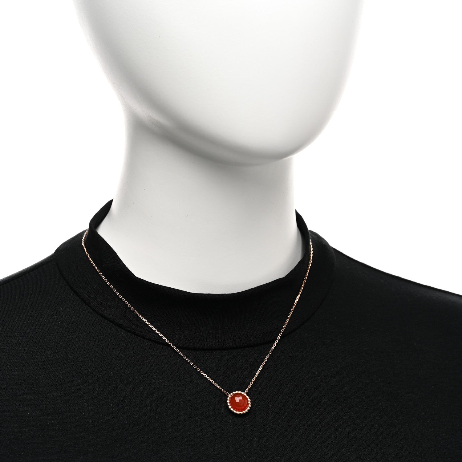 Van Cleef & Arpels 18K Rose Gold Carnelian Perlee Couleurs Pendant Necklace 2 of 4