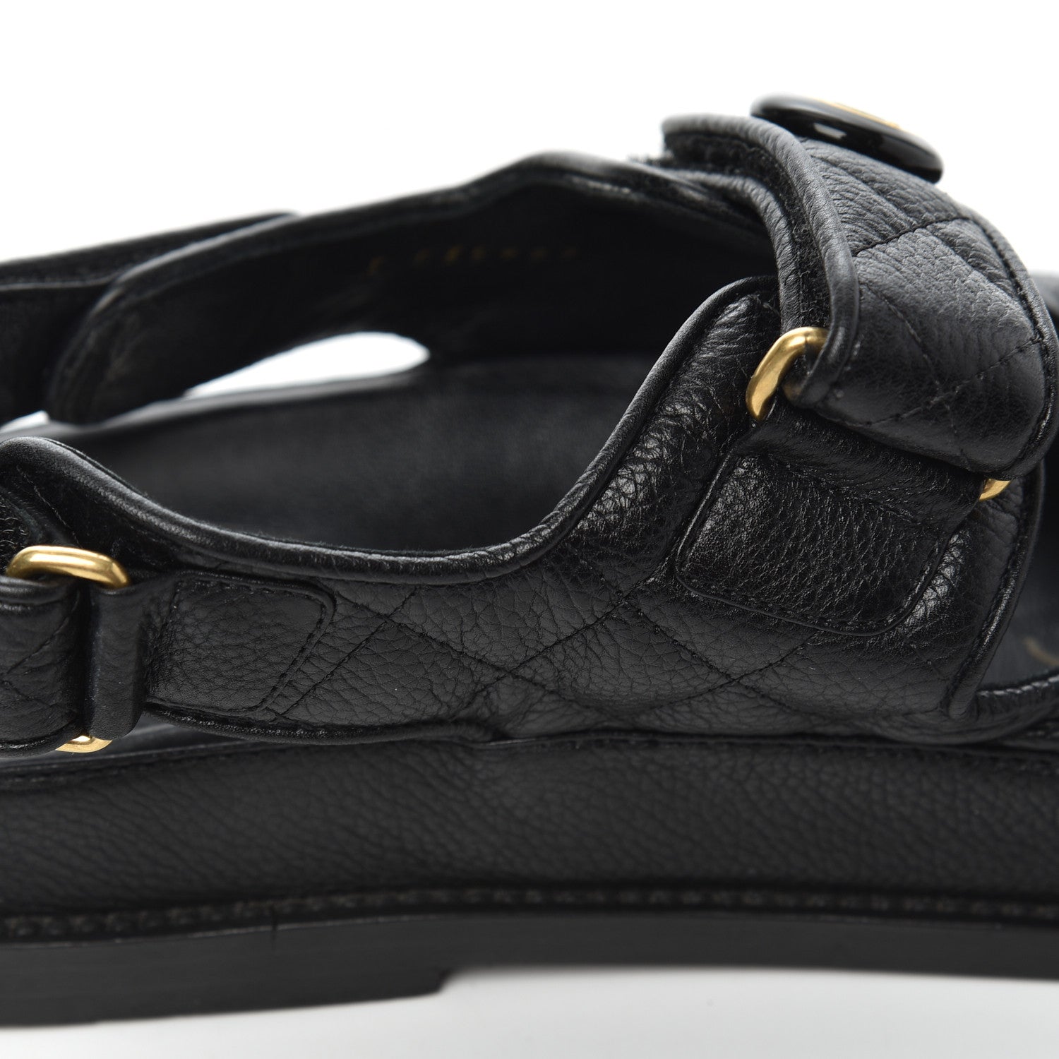 Chanel Grained Calfskin Velcro Dad Sandals 38 Black 22 of 23