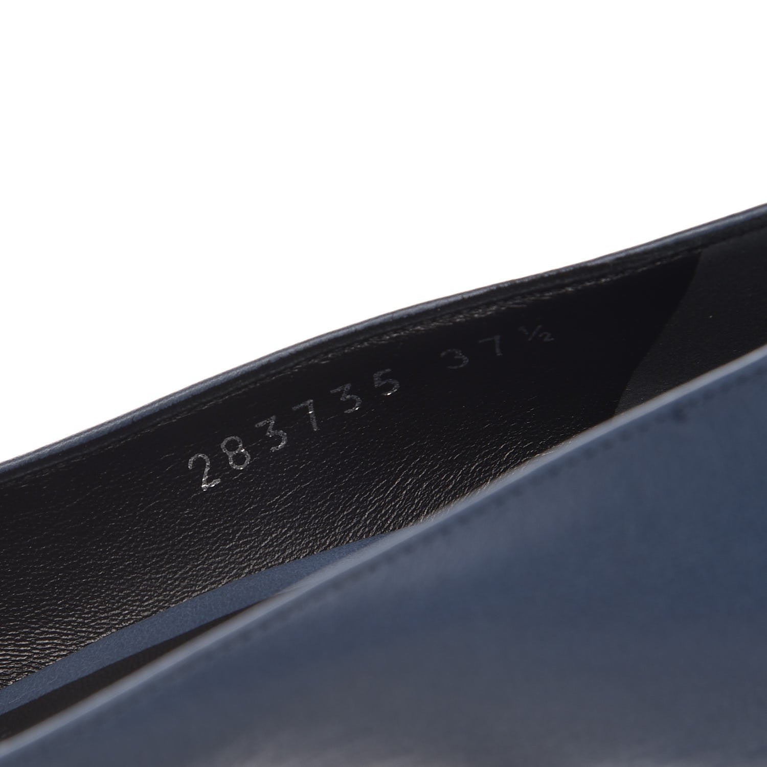 Gucci Calfskin Logo Plate Peep Toe Pumps 37.5 Admiral 10 of 11
