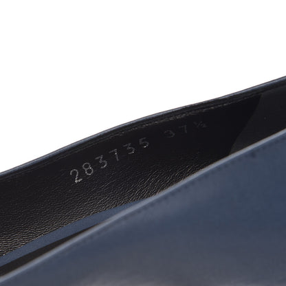 Gucci Calfskin Logo Plate Peep Toe Pumps 37.5 Admiral 10 of 11