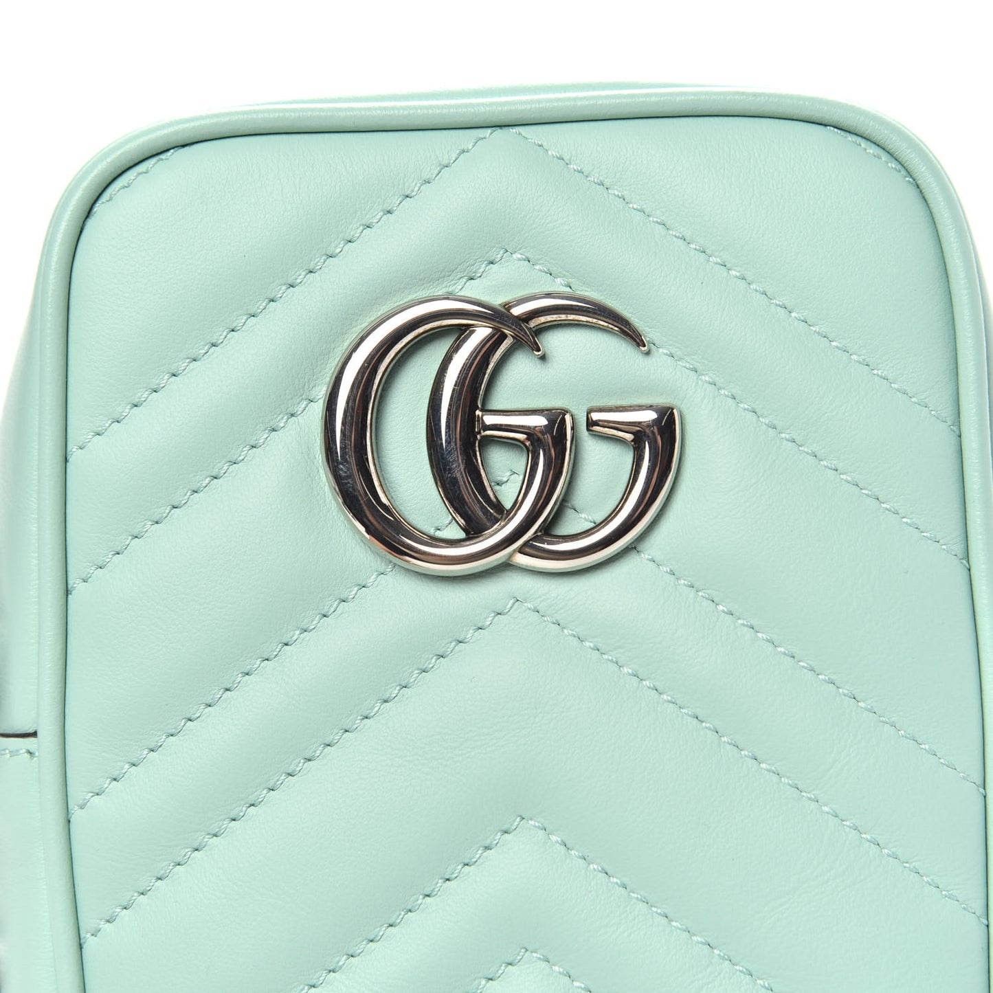 Calfskin Matelasse Mini GG Marmont Crossbody Bag Water Green
