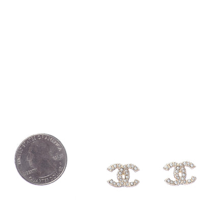 Chanel Pearl Crystal CC Earrings Light Gold 2 of 4