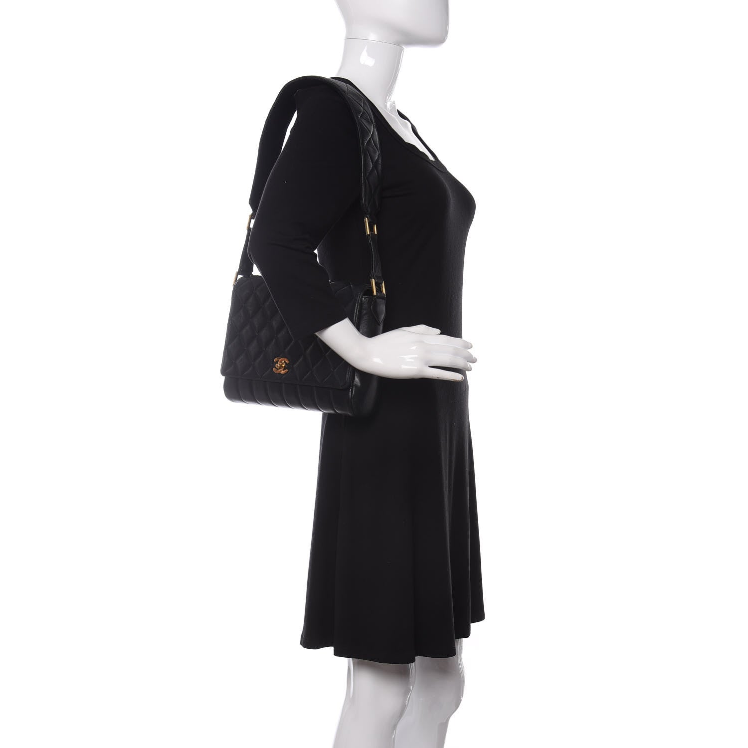 Chanel Lambskin Quilted CC Flap Shoulder Bag Black 2 of 18