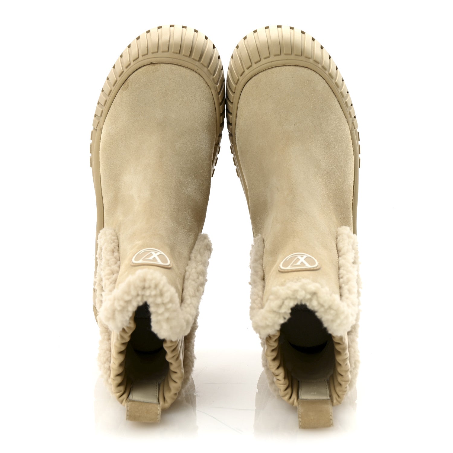 Louis Vuitton Suede Shearling Ruby Flat Ankle Boots 37 Beige 2 of 9