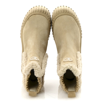 Louis Vuitton Suede Shearling Ruby Flat Ankle Boots 37 Beige 2 of 9