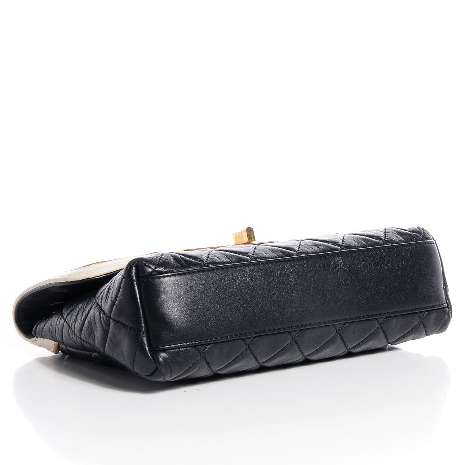 Chanel Glazed Calfskin 2.55 East West Mademoiselle Flap Black White 4 of 8