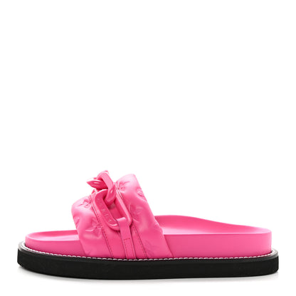 Louis Vuitton Calfskin Embossed Monogram Sunset Flat Comfort Mule 37 Rose Pop 1 of 8
