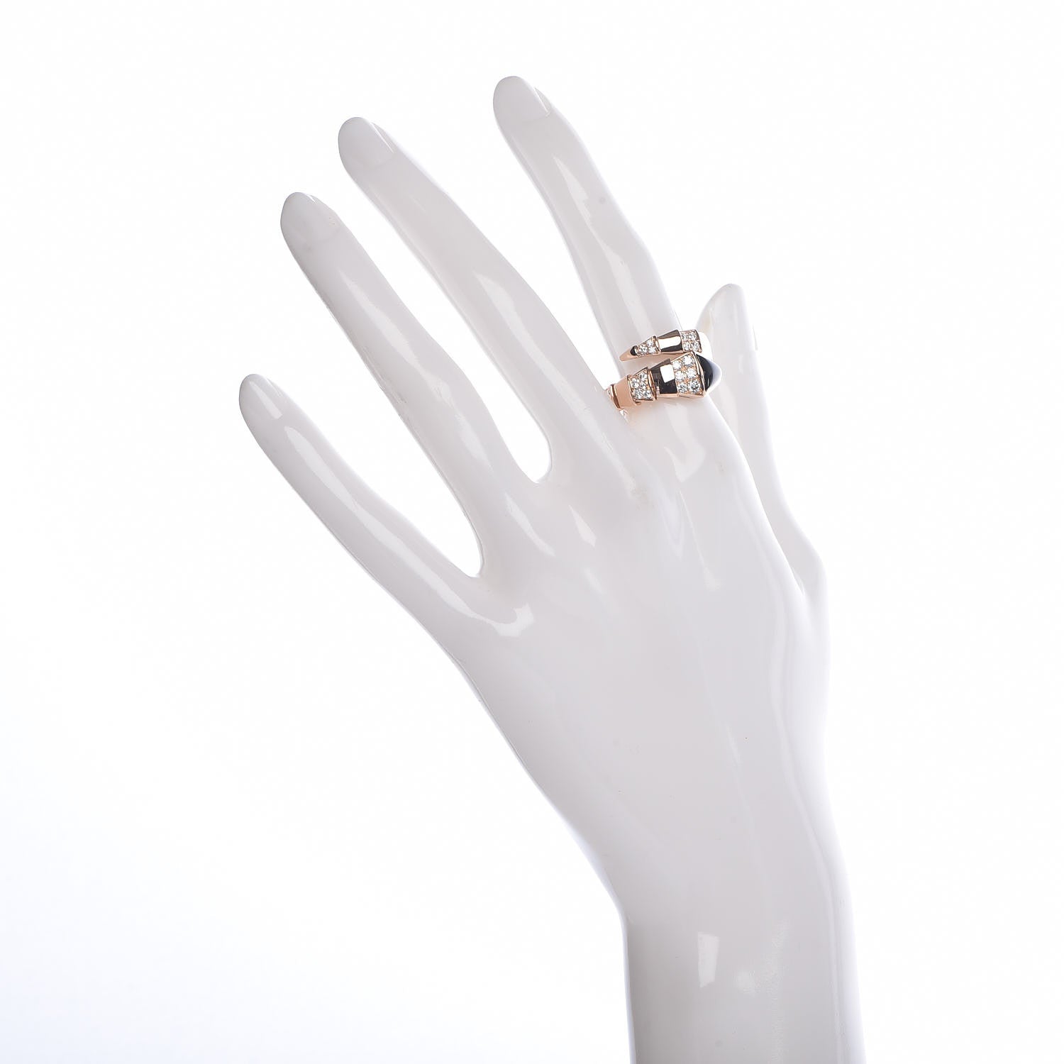 Bulgari 18K Rose Gold Diamond Black Onyx Serpenti Ring L 2 of 6