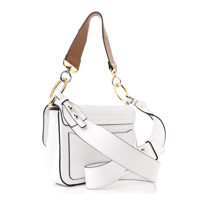Chloe Calfskin Crocodile Embossed Small C Double Carry Brilliant White 3 of 10