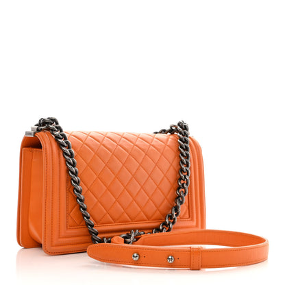 Chanel Lambskin Quilted Medium Boy Flap Orange 3 of 10