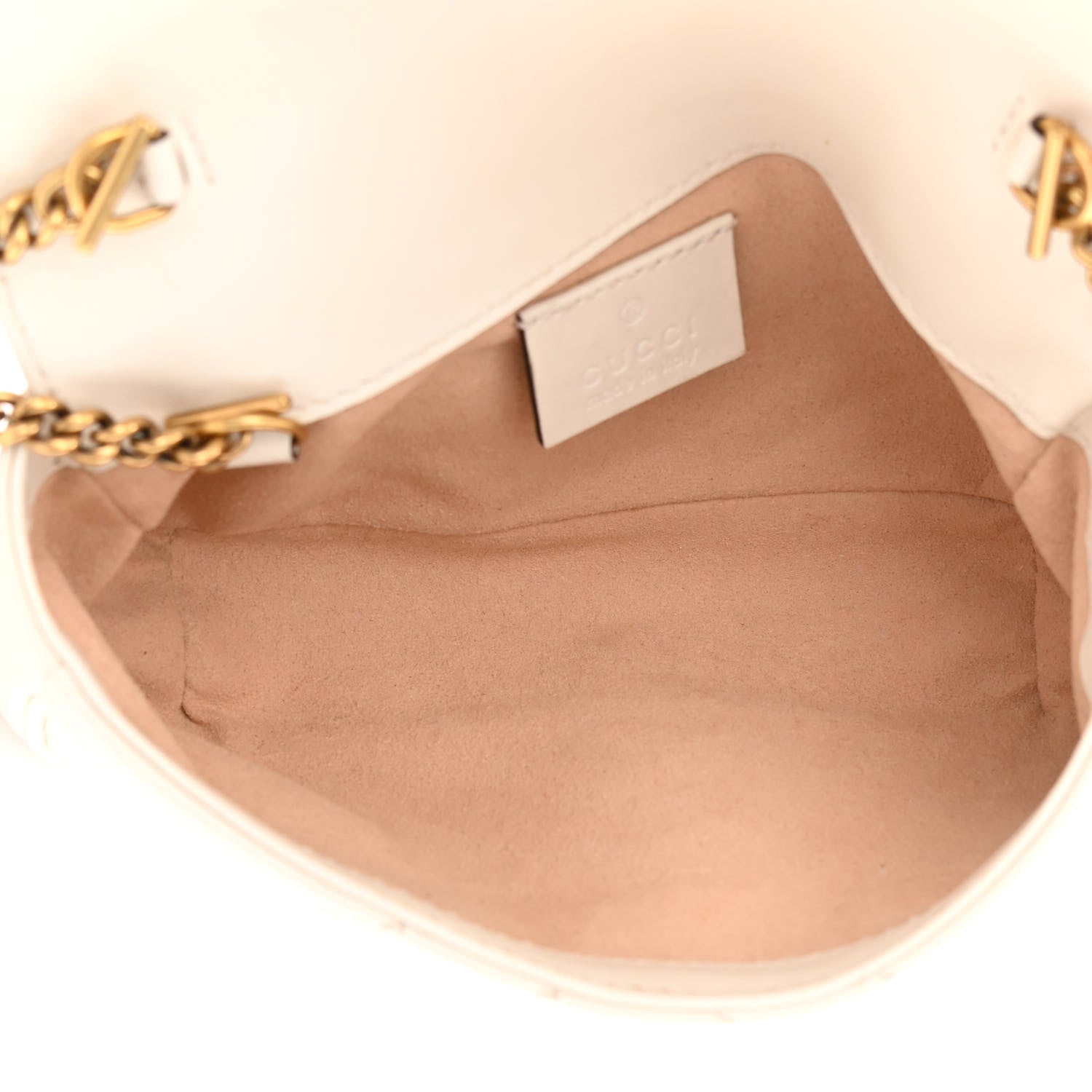 Gucci Calfskin Matelasse Super Mini GG Marmont Shoulder Bag White 5 of 13