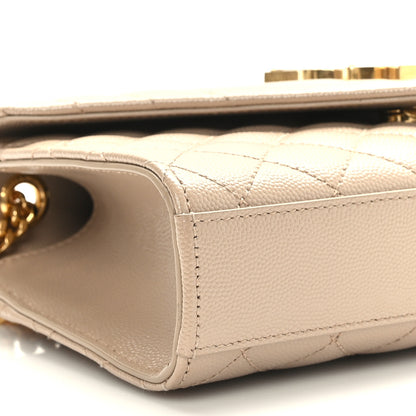 Saint Laurent Grain De Poudre Textured Mixed Matelasse Triquilt Small Monogram Satchel Dark Beige 7 of 9