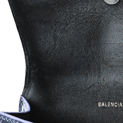 Balenciaga Metallic Calfskin Crocodile Embossed Hourglass Top Handle Bag XS Lilac 9 of 9