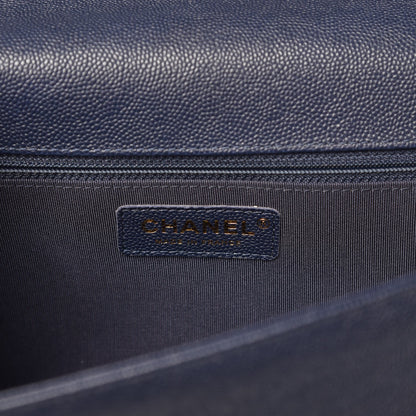 Chanel Caviar Quilted New Medium Boy Flap Dark Navy Blue 6 of 8