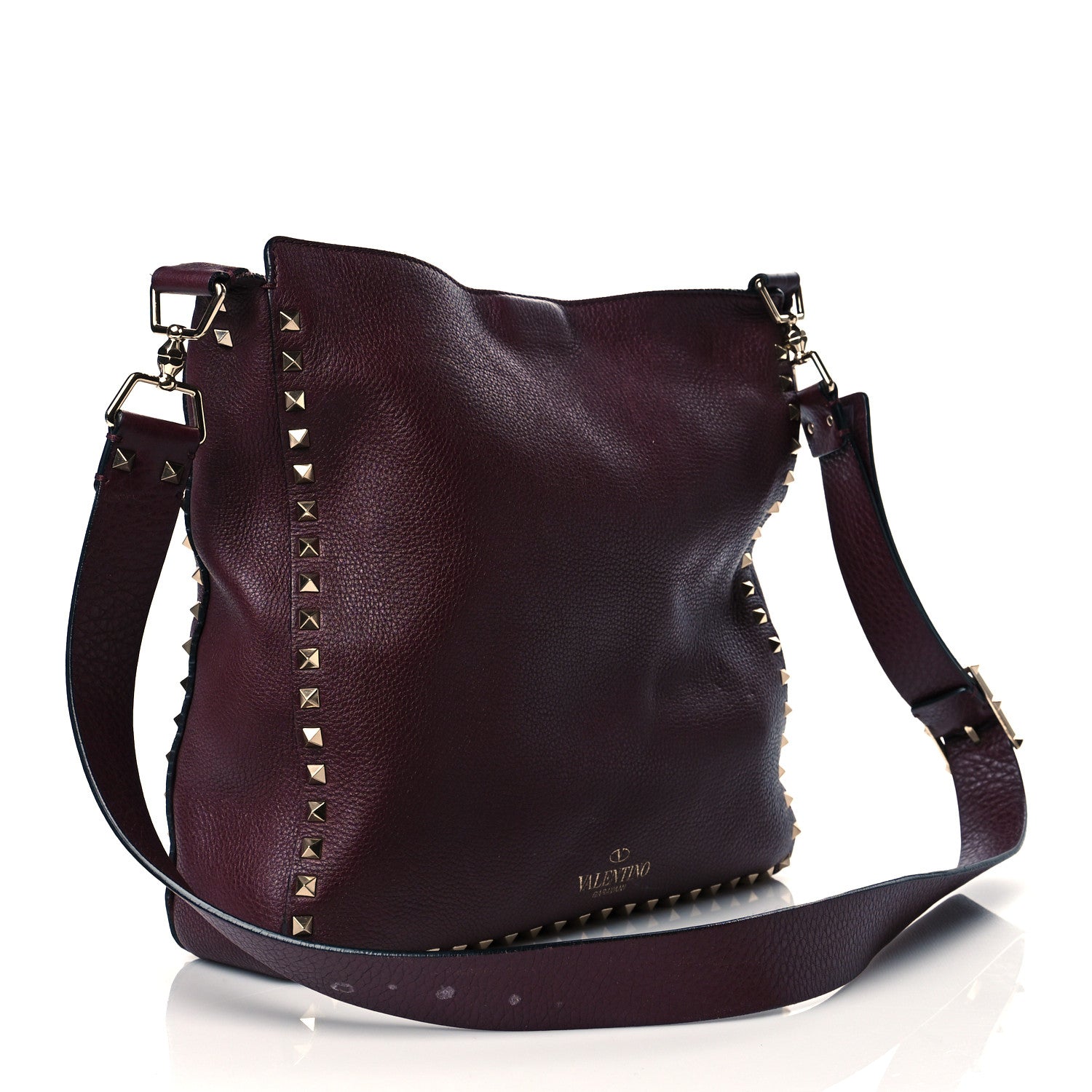 Valentino Garavani Pebbled Calfskin Large Rockstud Flip-Lock Messenger Bag Vinaccia 3 of 10