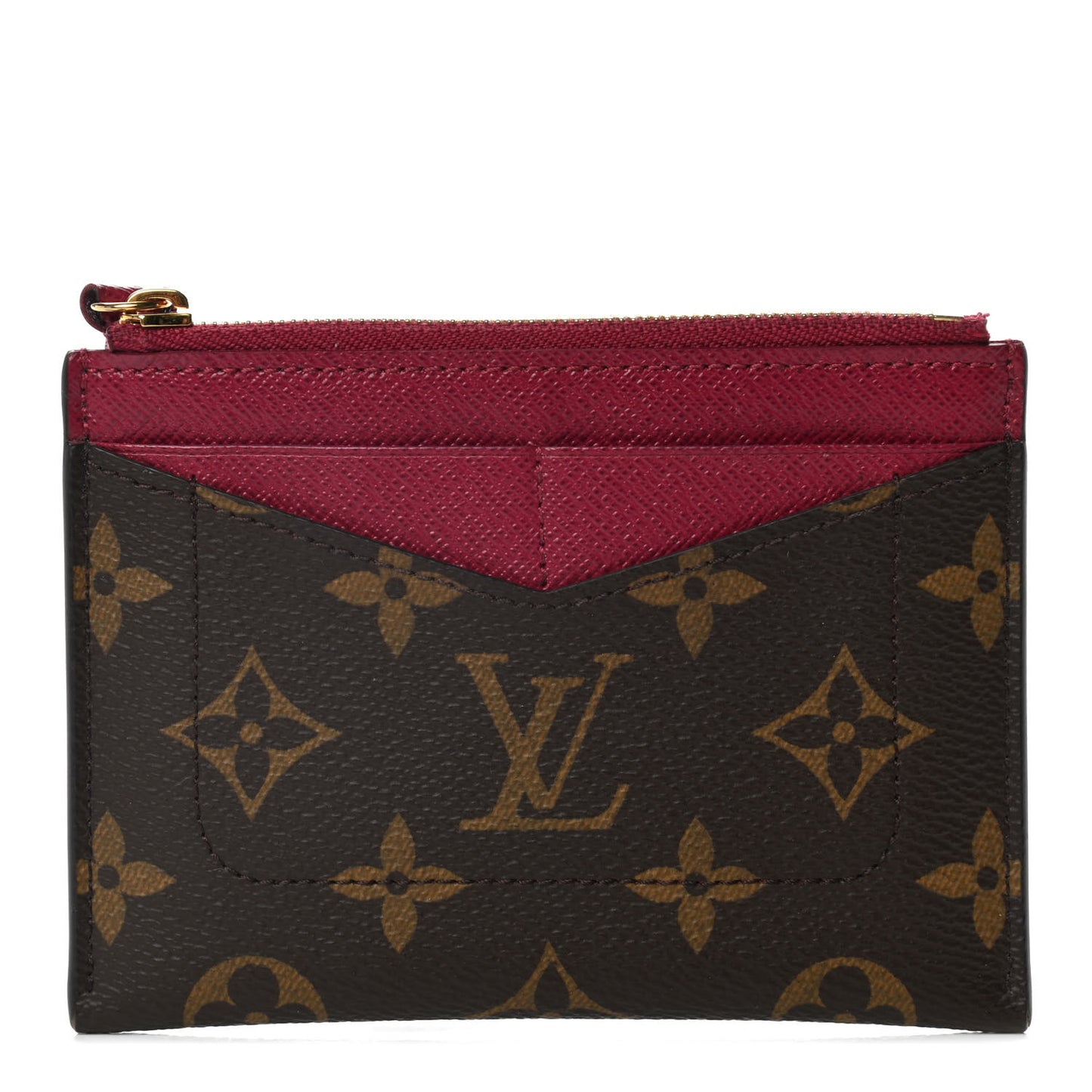 Monogram Zipped Card Holder Fuchsia