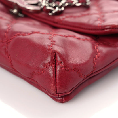 Chanel Calfskin Quilted Double Stitch Hamptons Clutch with Chain Red 6 of 19