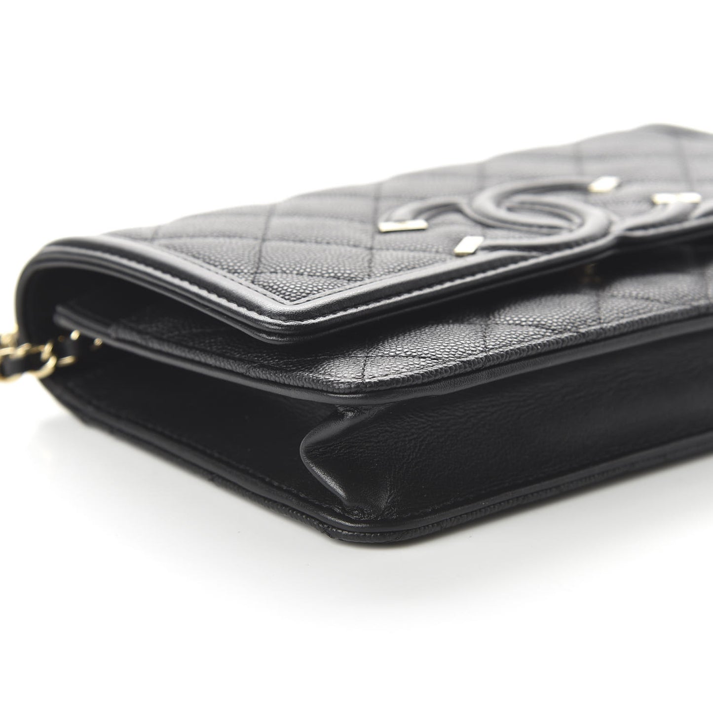 Caviar Quilted CC Filigree Wallet On Chain WOC Black