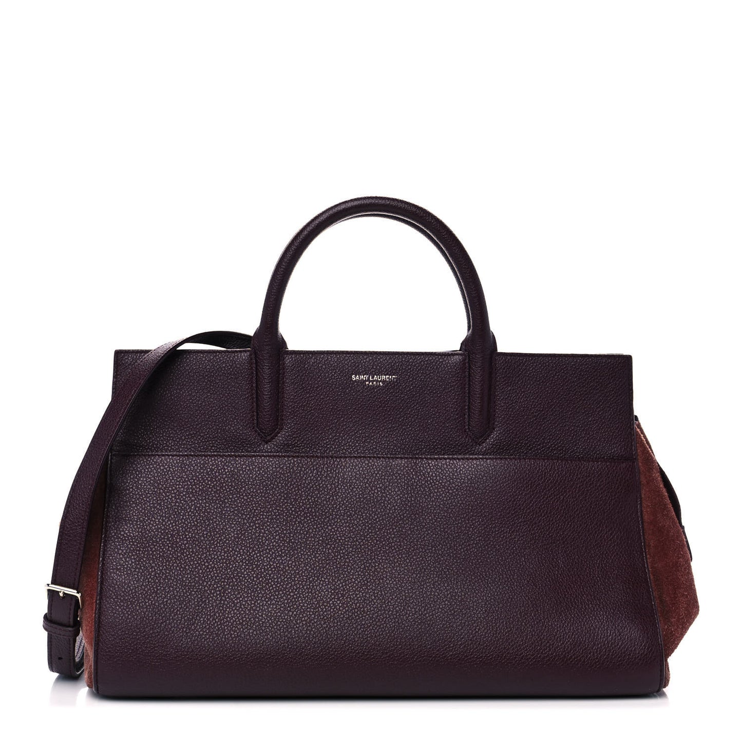 Grained Calfskin Suede Small Cabas Rive Gauche Amaranto