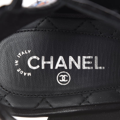 Chanel Tweed Lambskin Sandals 39 Black Blue Yellow Fuchsia 7 of 8