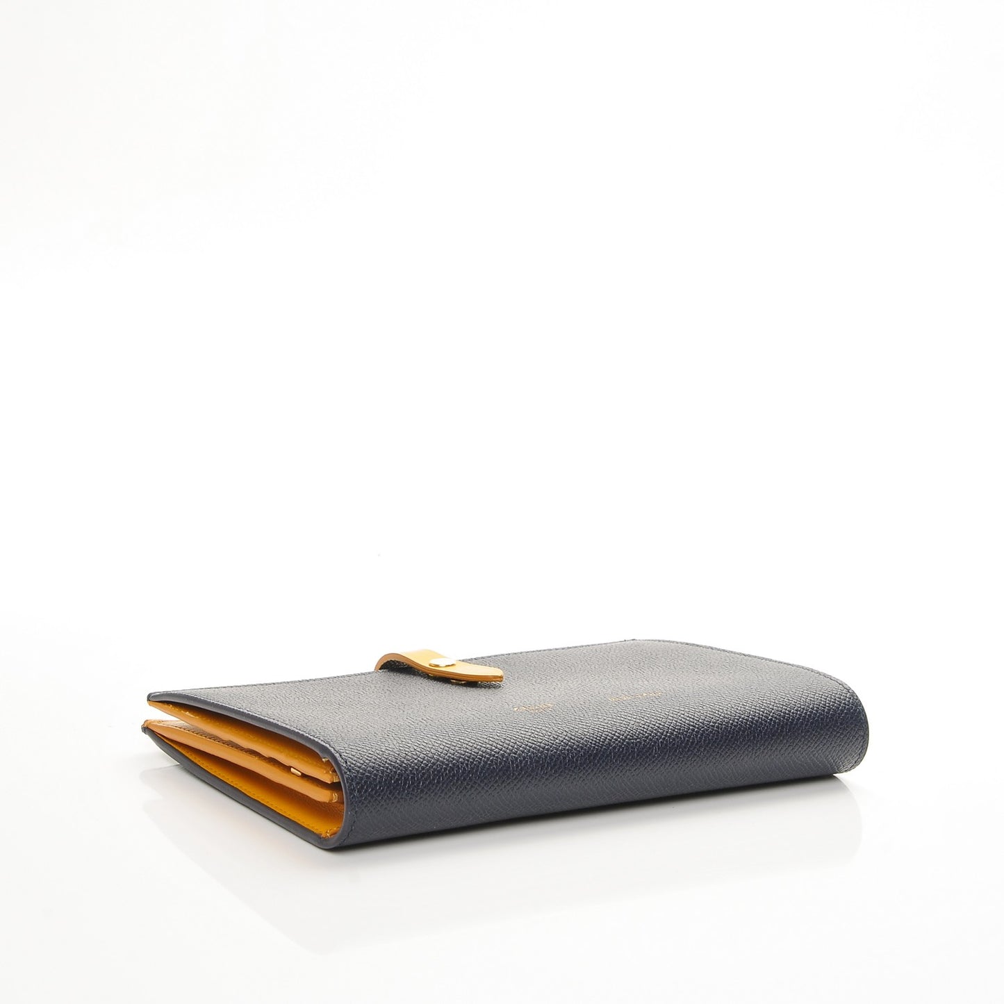 Grained Shiny Calfskin Large Multifunction Strap Wallet Midnight