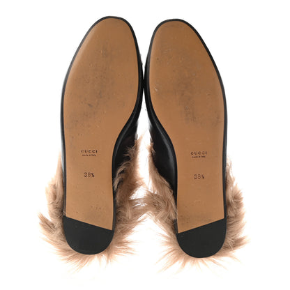 Gucci Goatskin Fur Bee Star Embroidered Womens Princetown Slippers 38.5 Black 5 of 10