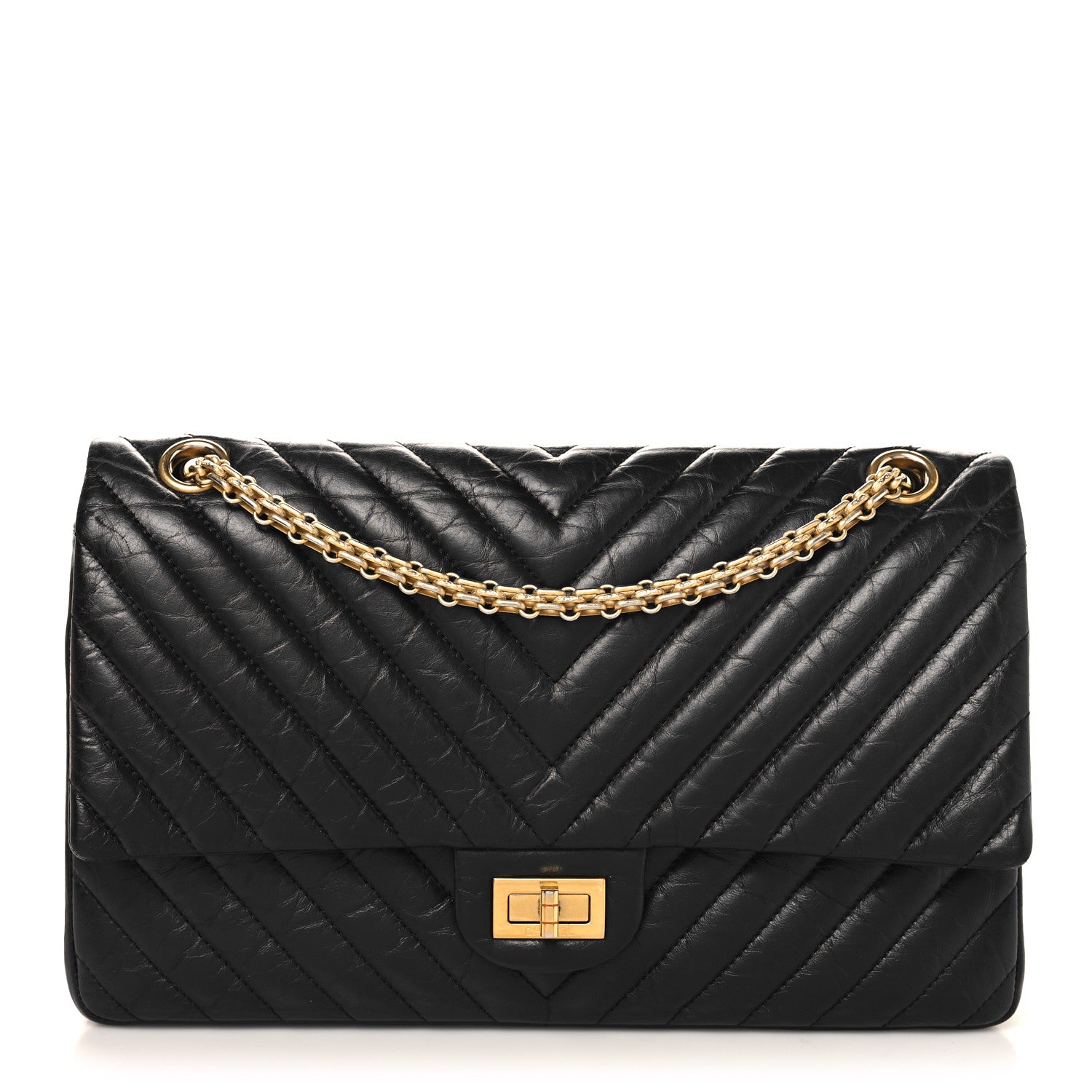 Chanel Aged Calfskin Chevron Quilted 2.55 Reissue 226 Flap Black 1 of 11
