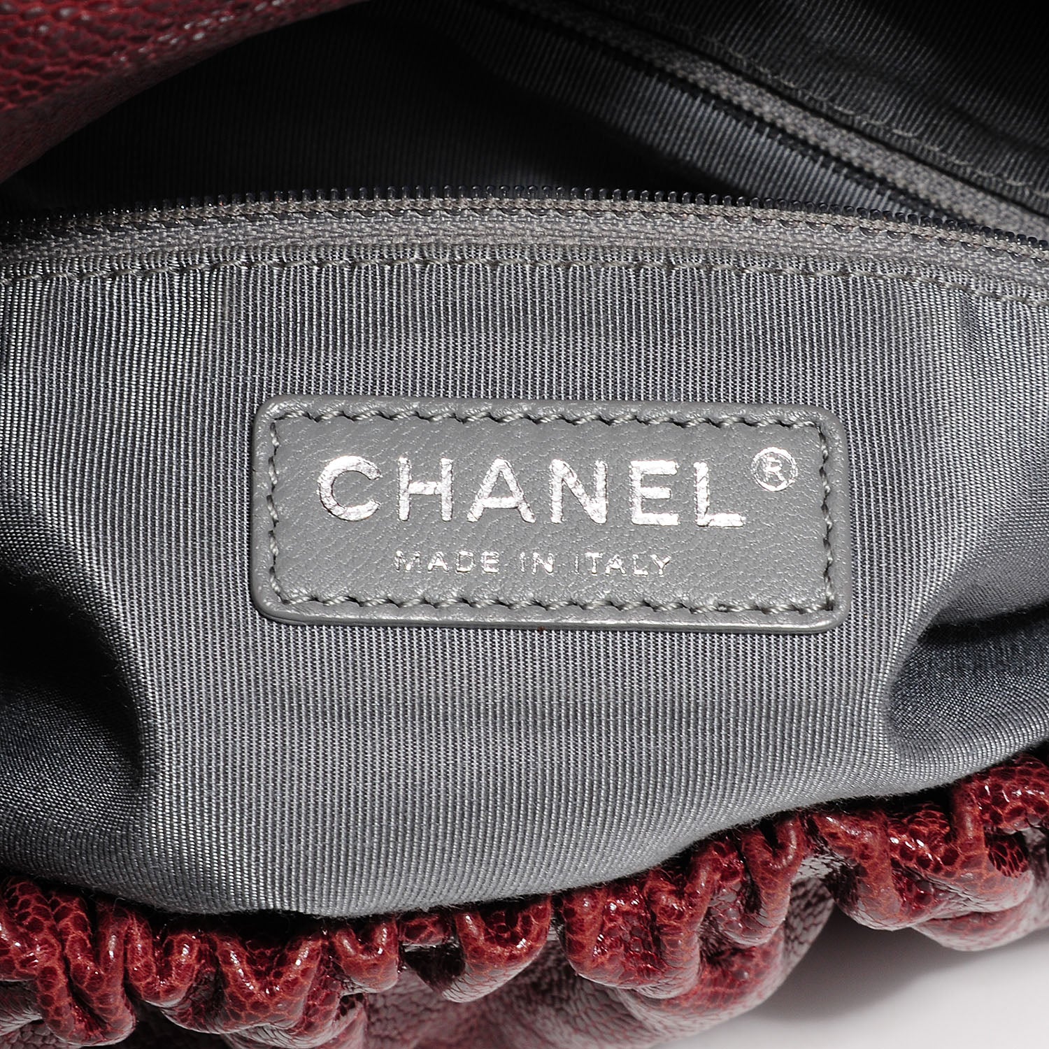 Chanel Grained Calfskin Maxi Elastic Flap Burgundy 7 of 8