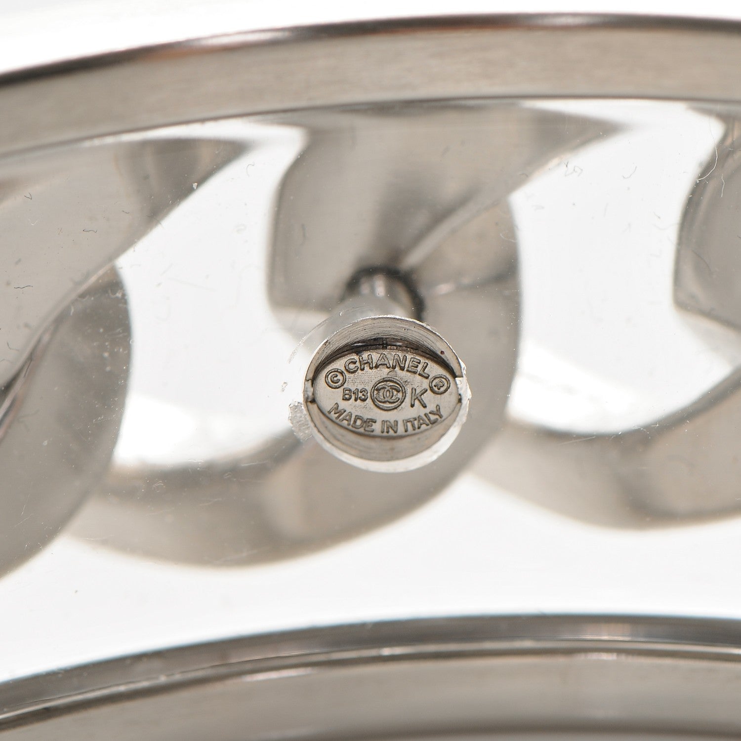 Chanel Lucite CC Chain Bangle Silver 4 of 4