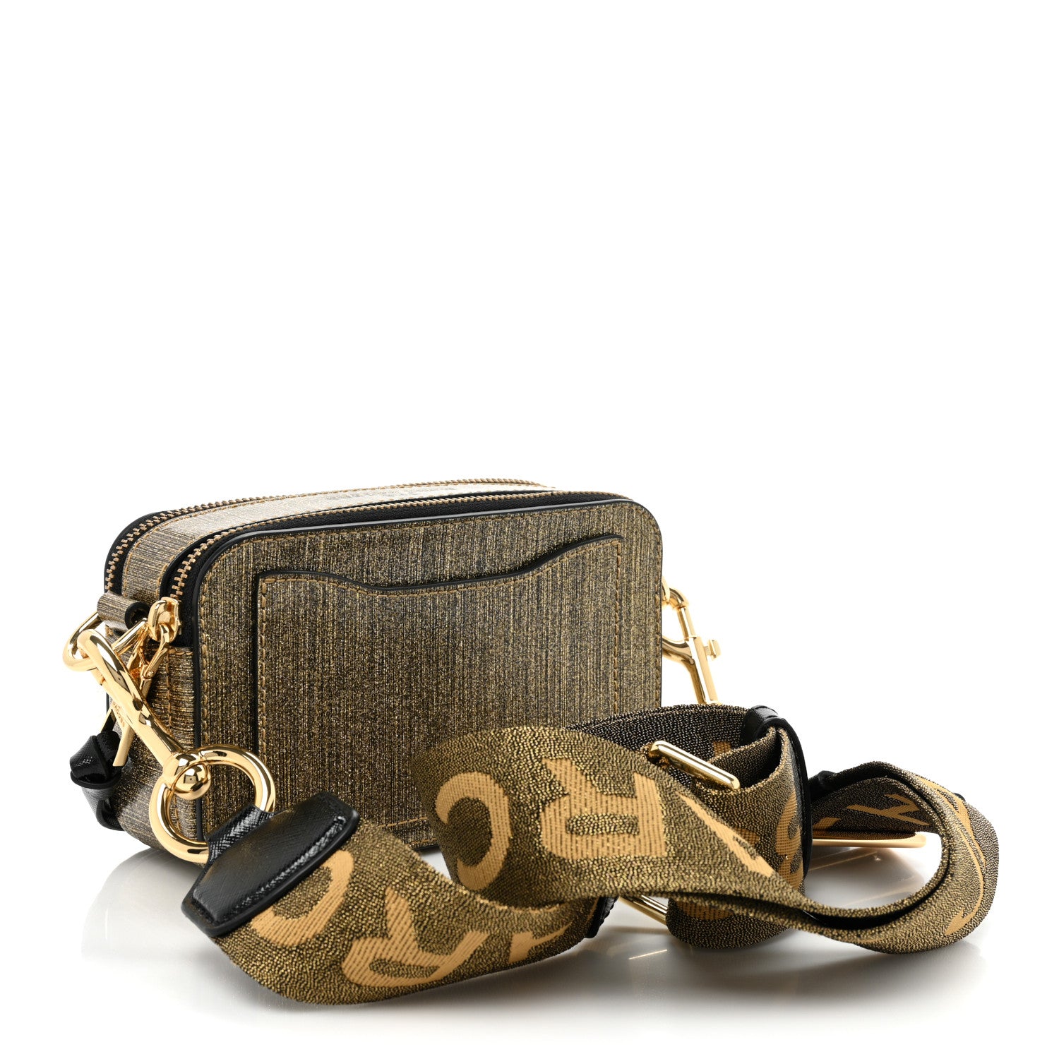 Marc Jacobs Metallic Calfskin Glitter Small Snapshot Camera Bag Gold Black 3 of 10