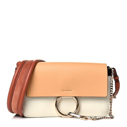 Chloe Calfskin Small Colorblock Faye Shoulder Bag Brown White 1 of 5