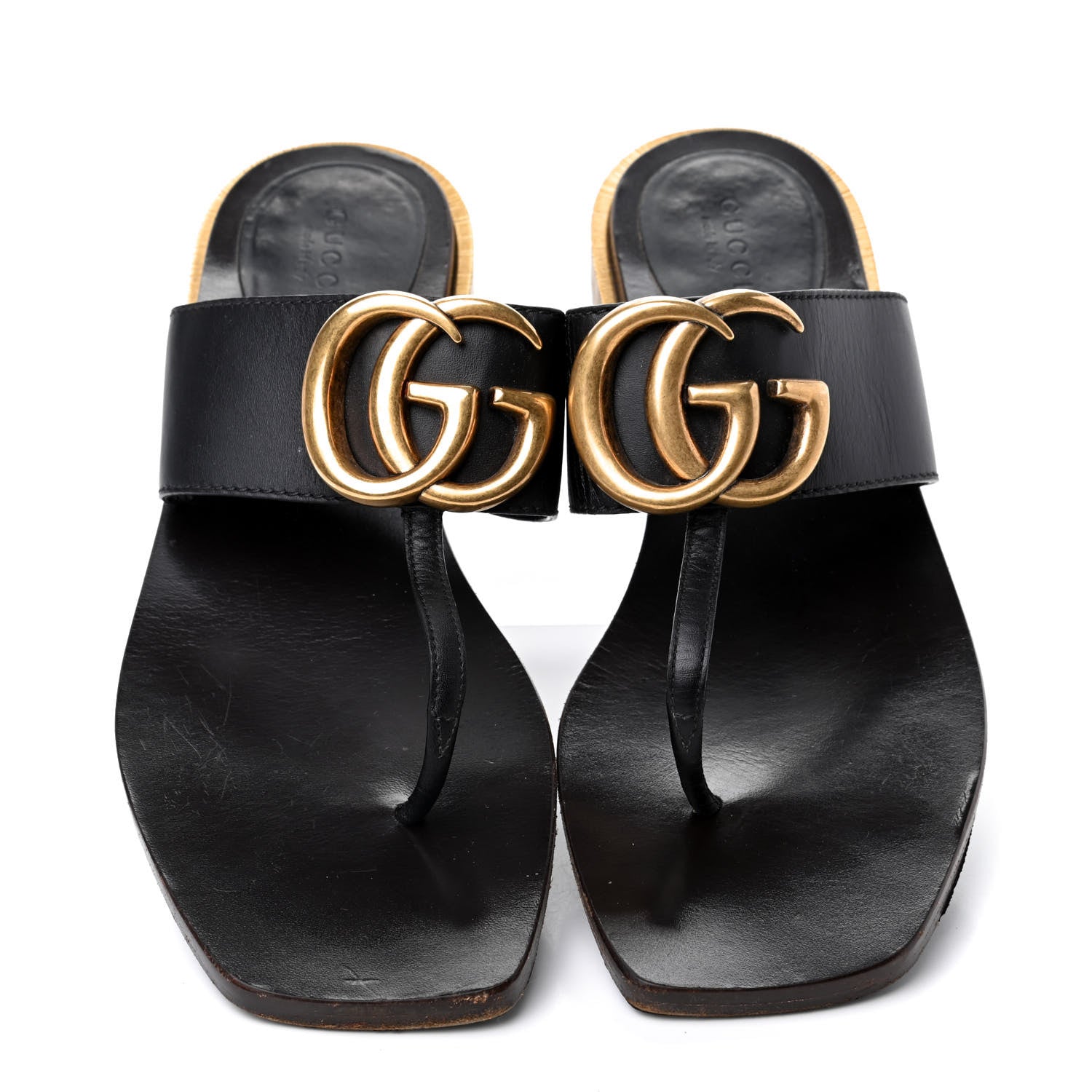 Gucci Lifford Calfskin GG Marmont Thong 25mm Sandals 38 Black 5 of 18
