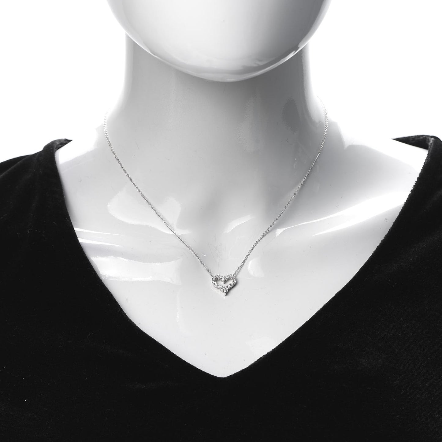 Platinum Diamond Mini Heart Pendant Necklace