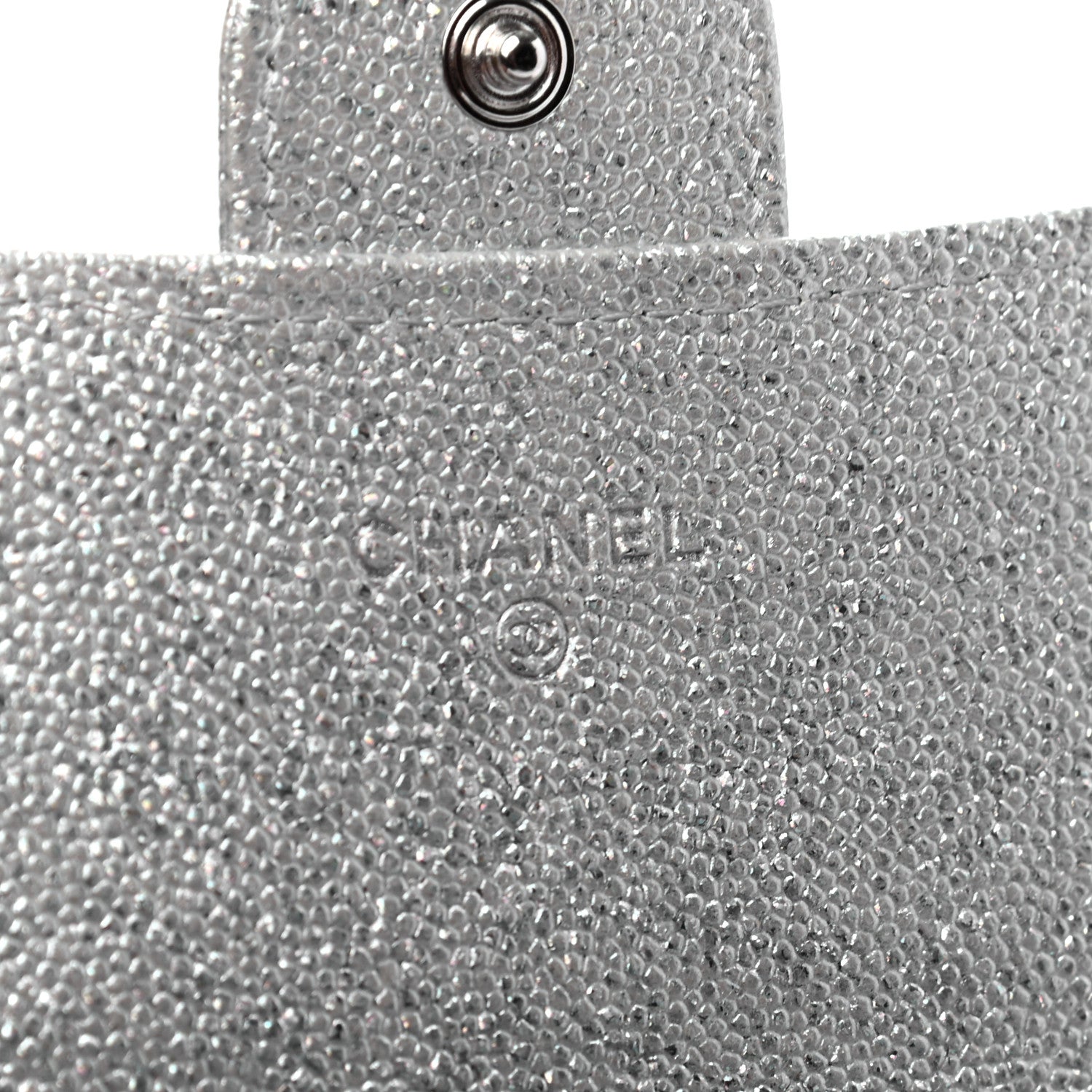 Chanel Glittered Metallic Caviar Quilted Large Flap Wallet Silver 6 of 7