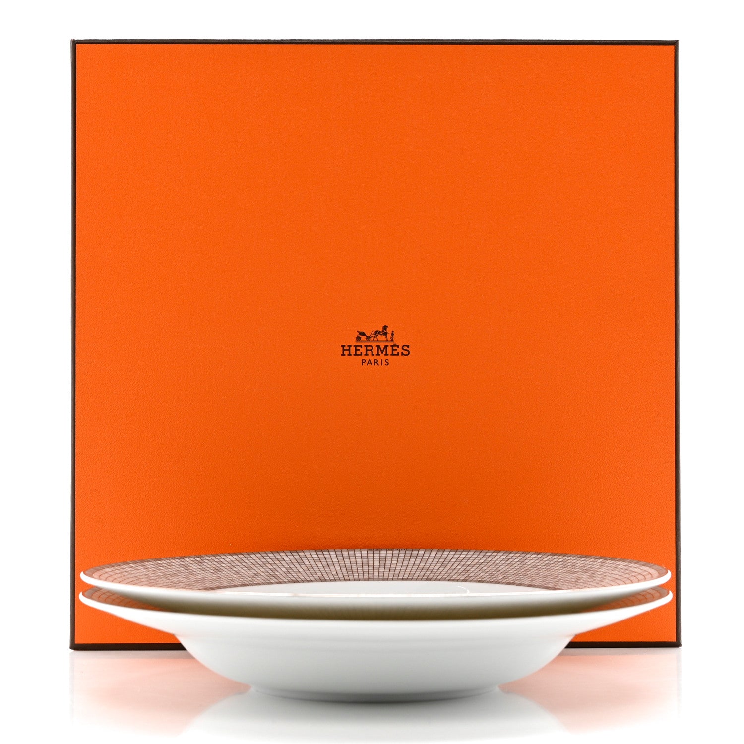 Hermes Porcelain Mosaique Au 24 Platine Soup Bowl Set of 2 6 of 6