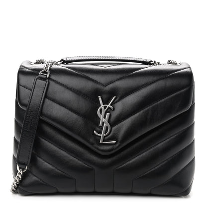 Saint Laurent Calfskin Y Quilted Monogram Small Loulou Chain Satchel Black 1 of 10