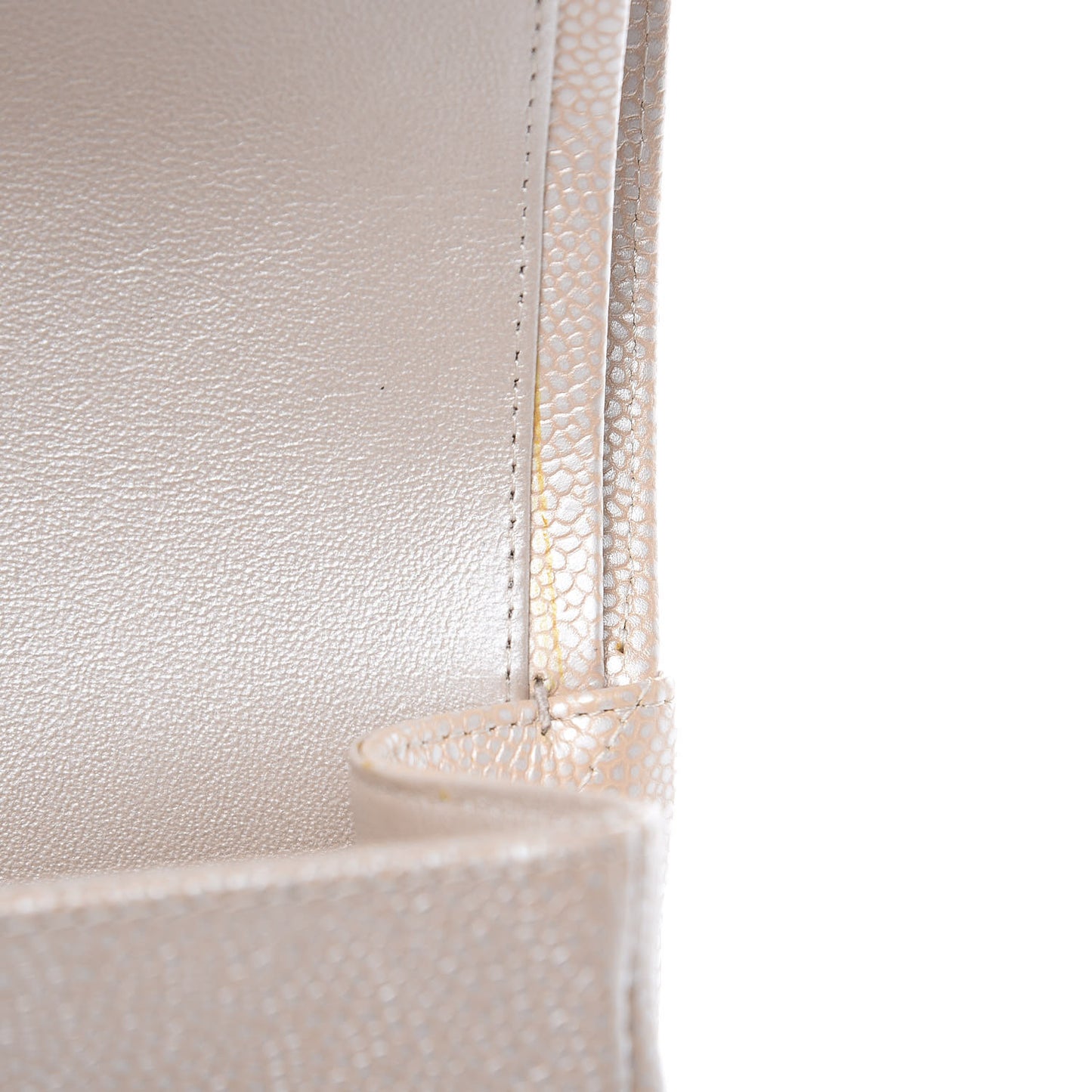 Pearly Caviar Quilted Jumbo Double Flap Light Beige