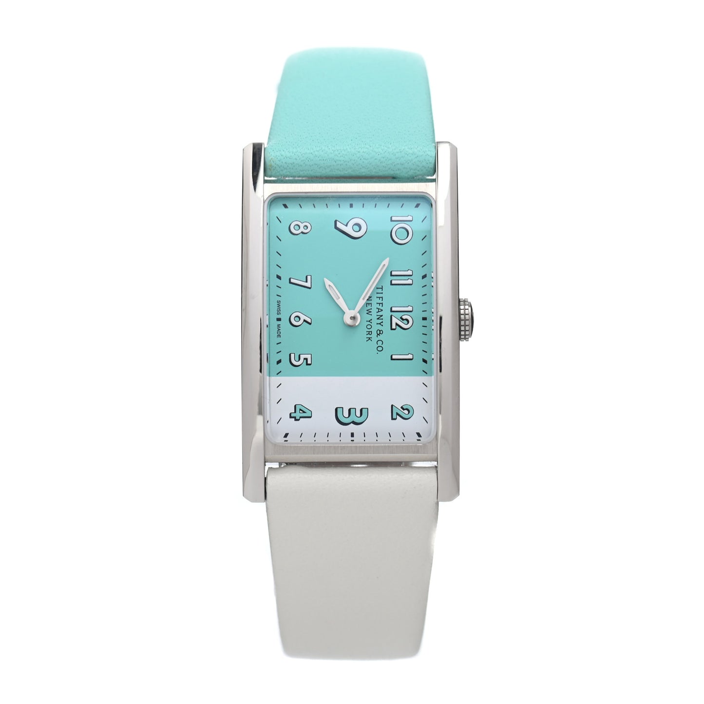 Stainless Steel Calfskin 22mm East West 2-Hand Quartz Watch Tiffany Blue
