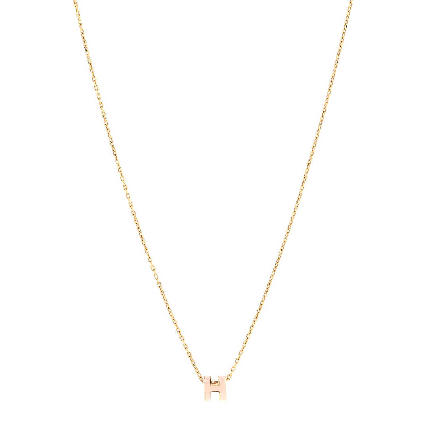 Lacquered Rose Gold Mini Pop H Pendant Necklace Rose Dragee