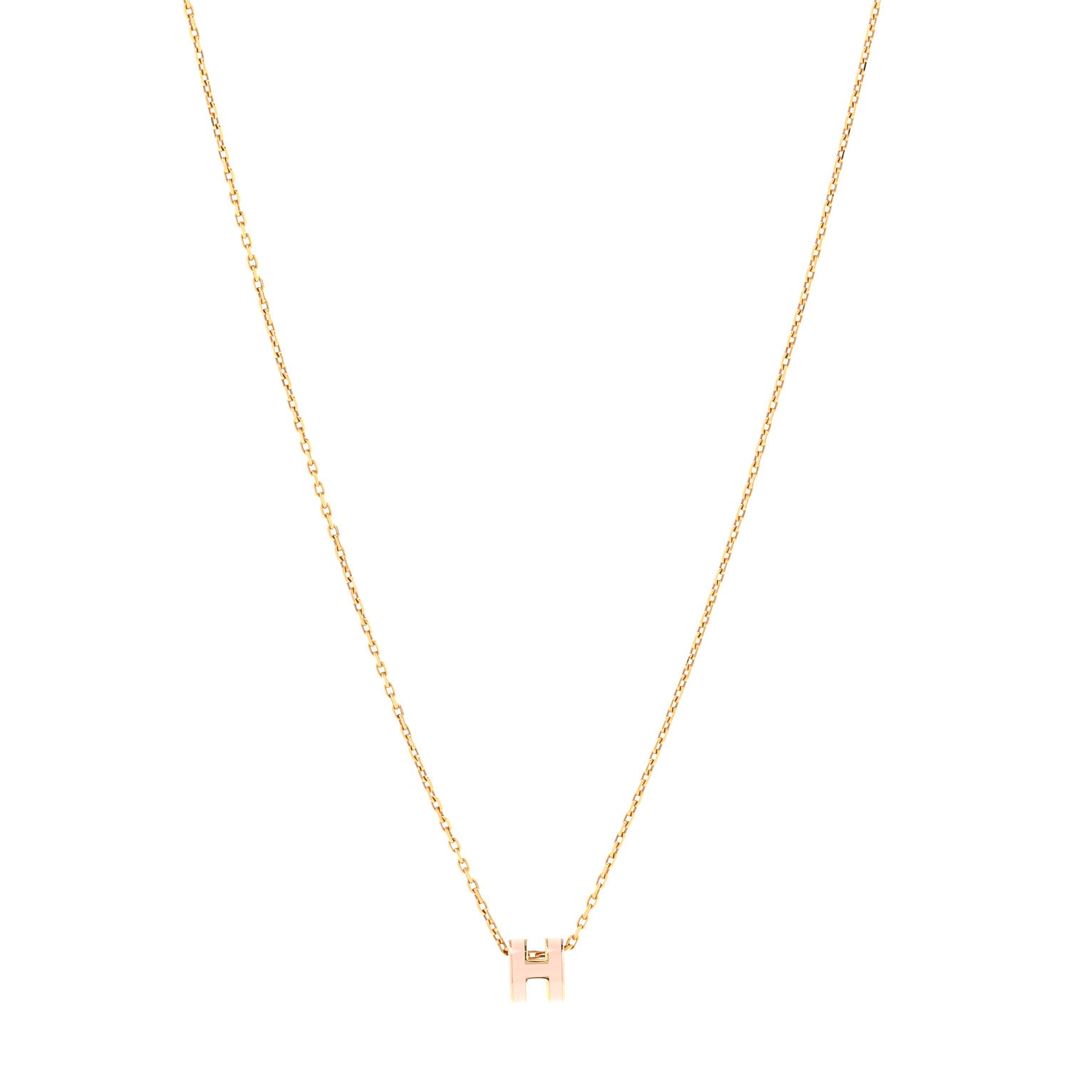 Hermes Lacquered Rose Gold Mini Pop H Pendant Necklace Rose Dragee 1 of 7