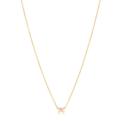 Hermes Lacquered Rose Gold Mini Pop H Pendant Necklace Rose Dragee 1 of 7