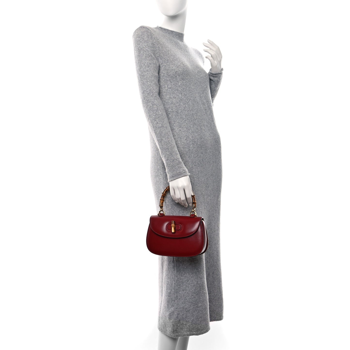 Boarded Dyana Lux Calfskin Web Small Bamboo 1947 Top Handle Bag Red