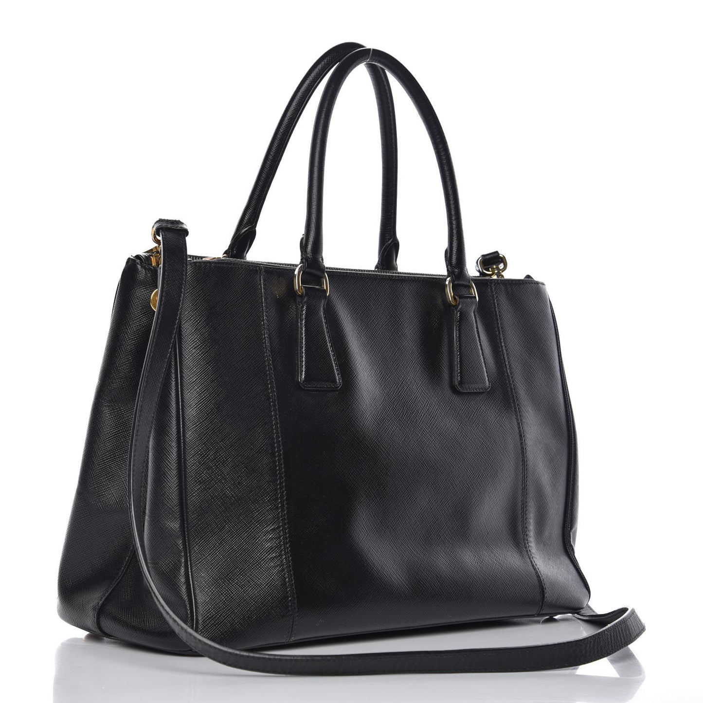 Saffiano Medium Galleria Double Zip Tote Black