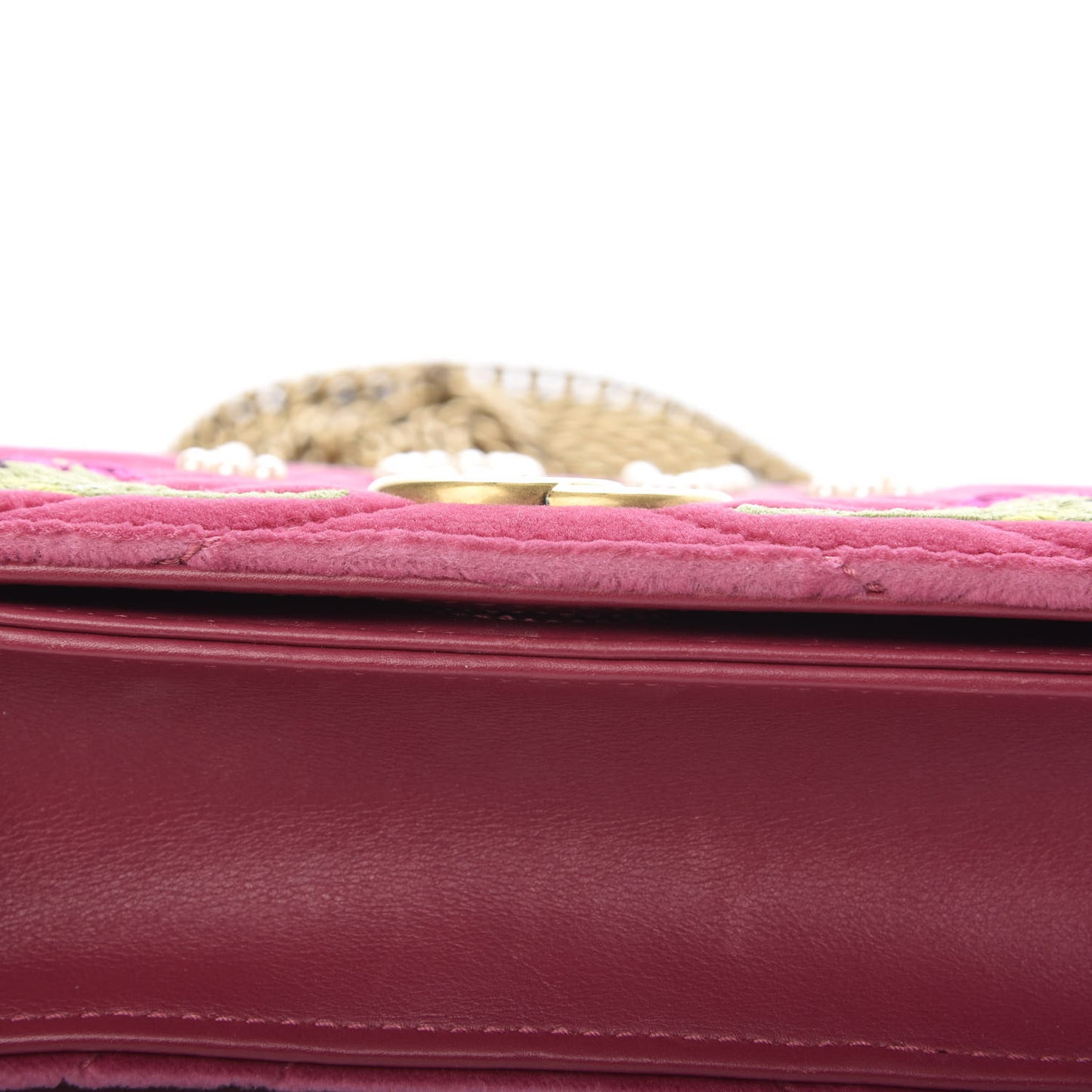 Velvet Matelasse Love Embroidered GG Marmont Mini Bag Light Raspberry Rose