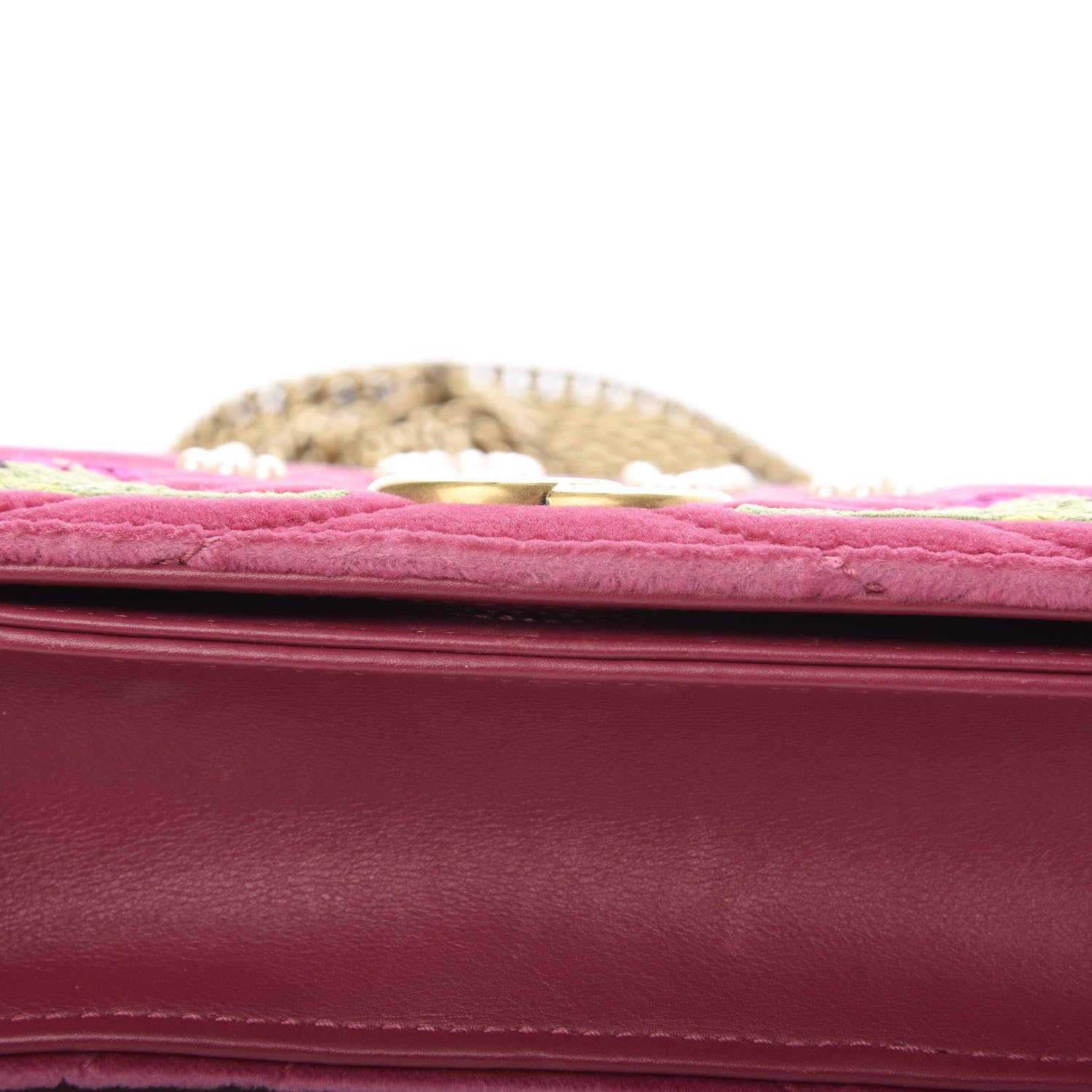 Gucci Velvet Matelasse Love Embroidered GG Marmont Mini Bag Light Raspberry Rose 10 of 13