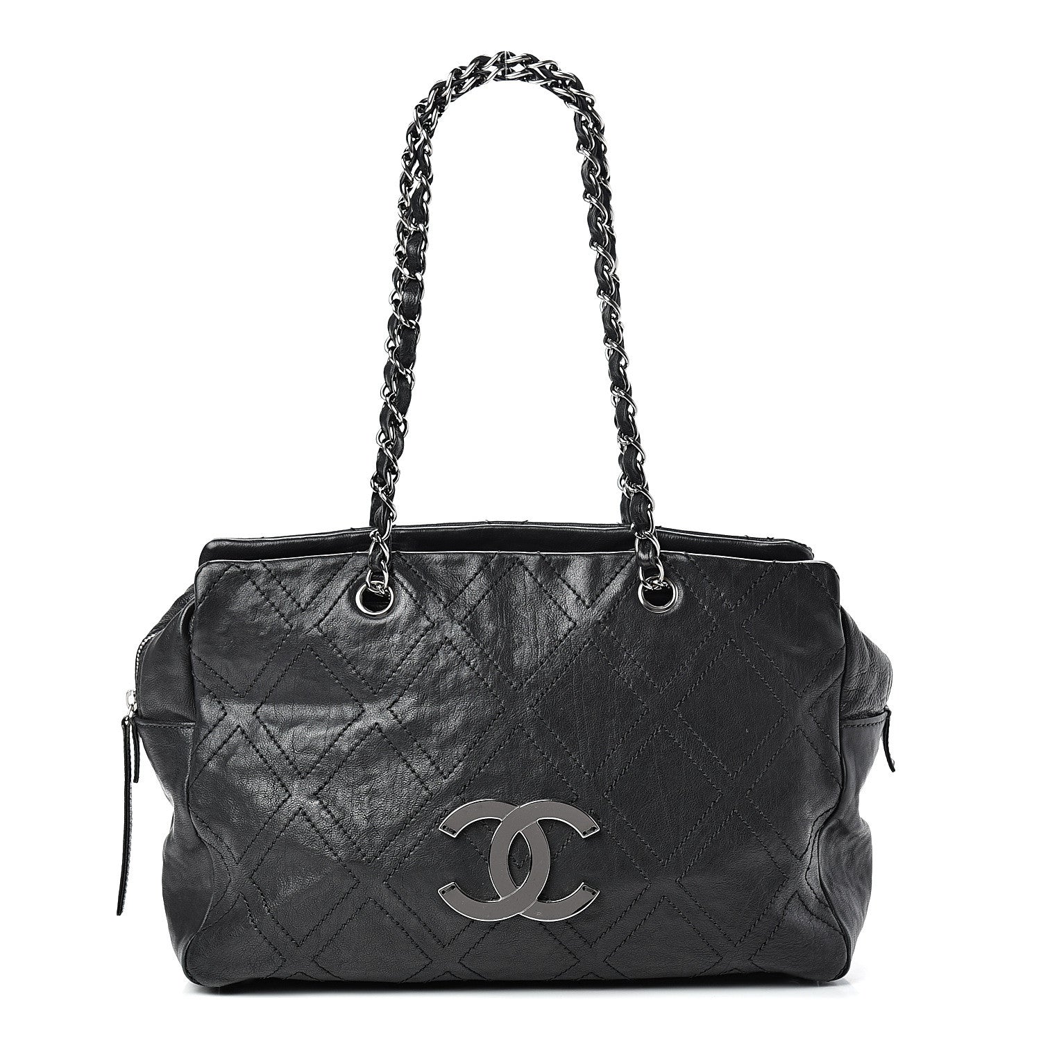 Chanel Calfskin Large Diamond Stitch Tote Black 1 of 14